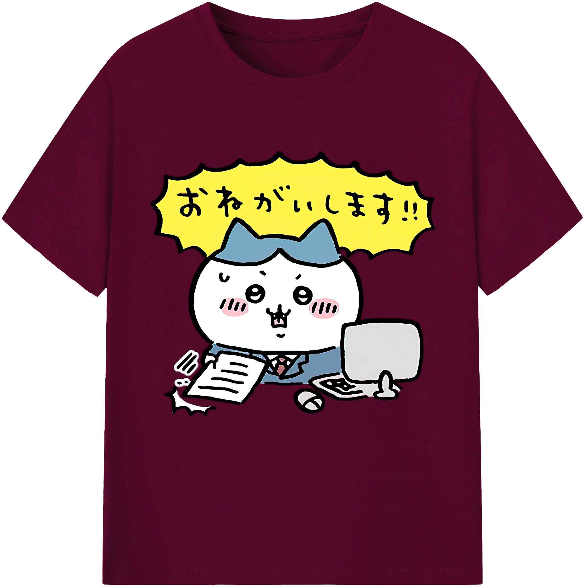 （画像用） ちいかわ ハチワレ Chii-kawa hachiware レディースカジュアルプリントTシャツ（綿100％）